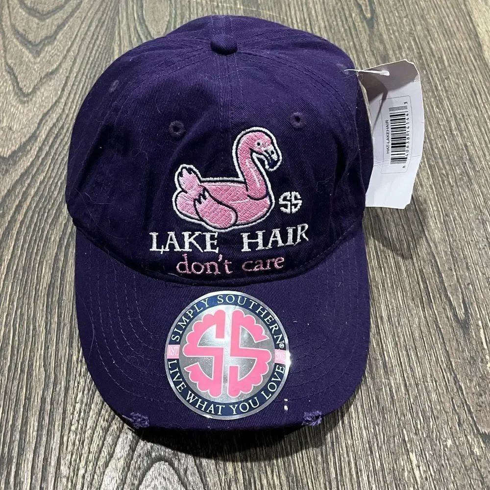 NWT Simply Southern Baseball Cap "Lake Hair Don't Care" Cap Purple One Size